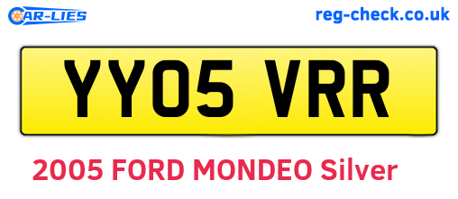 YY05VRR are the vehicle registration plates.
