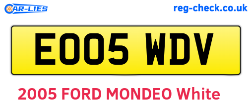 EO05WDV are the vehicle registration plates.