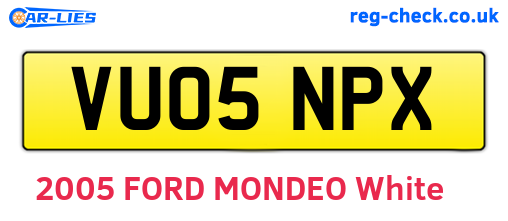 VU05NPX are the vehicle registration plates.