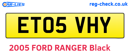 ET05VHY are the vehicle registration plates.