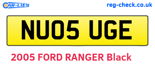 NU05UGE are the vehicle registration plates.