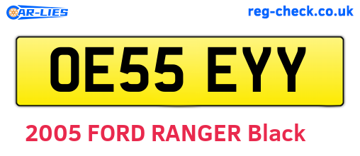 OE55EYY are the vehicle registration plates.