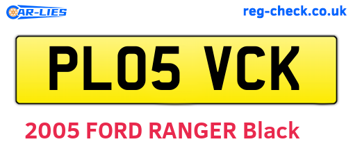 PL05VCK are the vehicle registration plates.