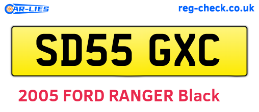 SD55GXC are the vehicle registration plates.