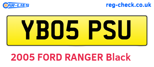 YB05PSU are the vehicle registration plates.