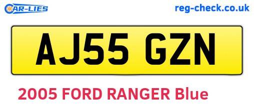AJ55GZN are the vehicle registration plates.