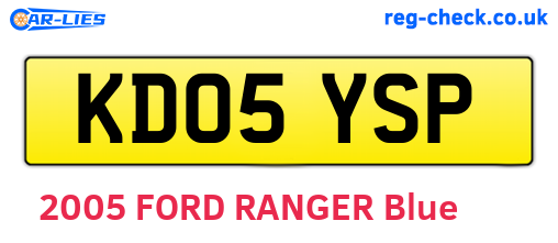 KD05YSP are the vehicle registration plates.