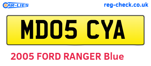 MD05CYA are the vehicle registration plates.