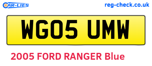 WG05UMW are the vehicle registration plates.