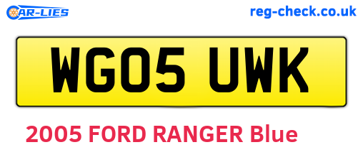 WG05UWK are the vehicle registration plates.