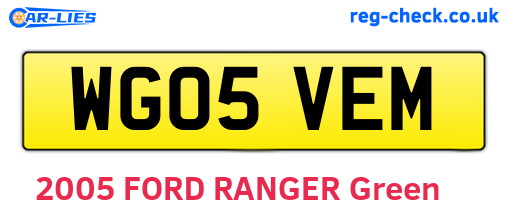 WG05VEM are the vehicle registration plates.
