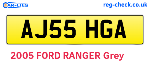 AJ55HGA are the vehicle registration plates.