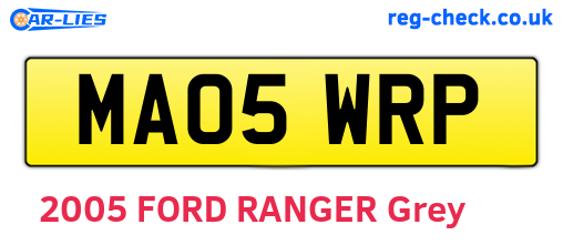 MA05WRP are the vehicle registration plates.