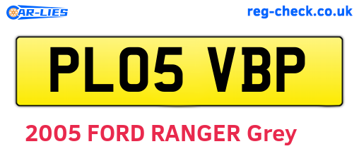 PL05VBP are the vehicle registration plates.