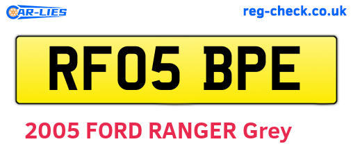 RF05BPE are the vehicle registration plates.