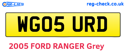 WG05URD are the vehicle registration plates.