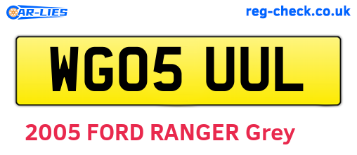 WG05UUL are the vehicle registration plates.