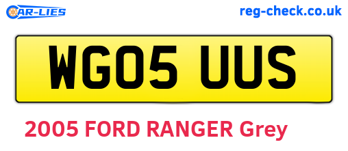 WG05UUS are the vehicle registration plates.