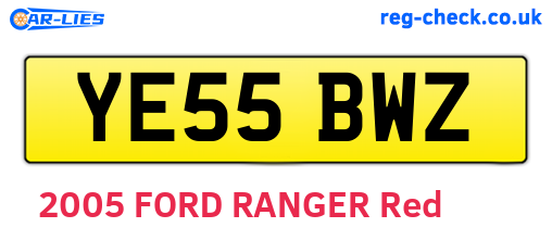 YE55BWZ are the vehicle registration plates.