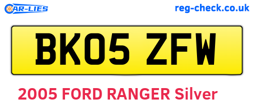 BK05ZFW are the vehicle registration plates.