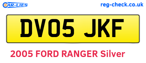 DV05JKF are the vehicle registration plates.