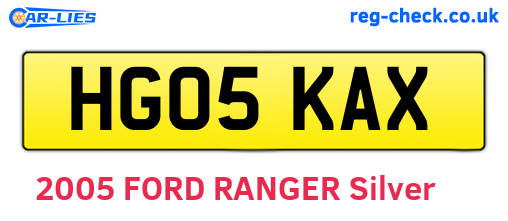 HG05KAX are the vehicle registration plates.