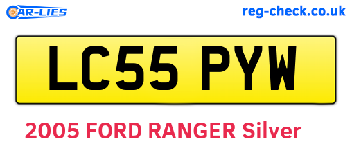 LC55PYW are the vehicle registration plates.