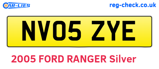 NV05ZYE are the vehicle registration plates.