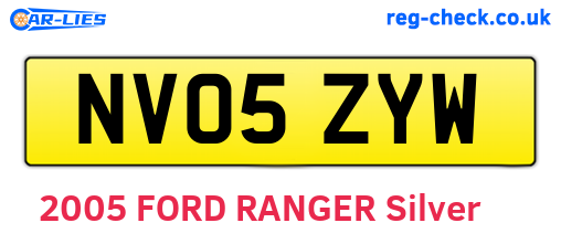 NV05ZYW are the vehicle registration plates.