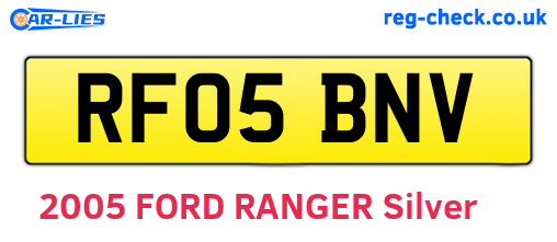 RF05BNV are the vehicle registration plates.