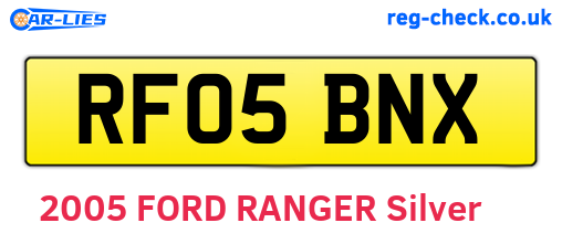 RF05BNX are the vehicle registration plates.