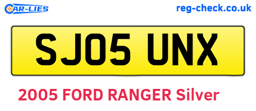SJ05UNX are the vehicle registration plates.