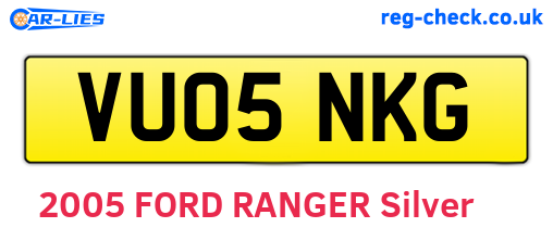 VU05NKG are the vehicle registration plates.