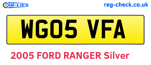WG05VFA are the vehicle registration plates.