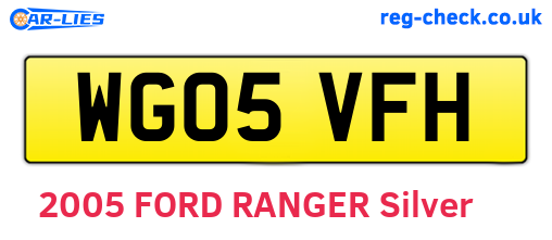 WG05VFH are the vehicle registration plates.