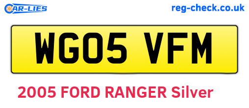 WG05VFM are the vehicle registration plates.