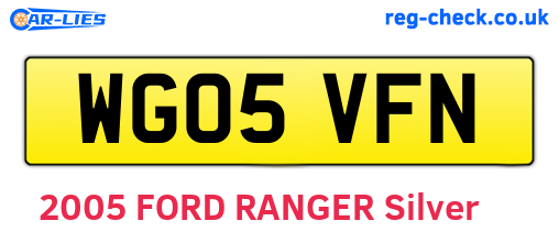 WG05VFN are the vehicle registration plates.