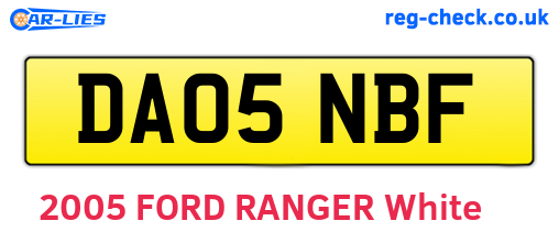 DA05NBF are the vehicle registration plates.