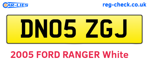 DN05ZGJ are the vehicle registration plates.