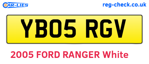 YB05RGV are the vehicle registration plates.
