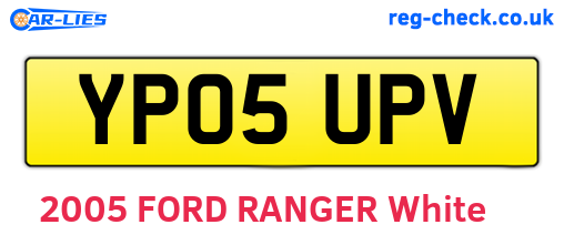 YP05UPV are the vehicle registration plates.