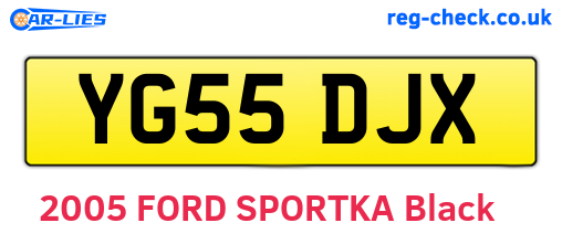 YG55DJX are the vehicle registration plates.