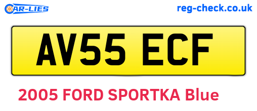 AV55ECF are the vehicle registration plates.