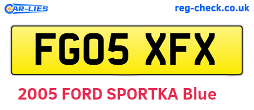 FG05XFX are the vehicle registration plates.