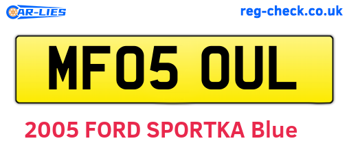 MF05OUL are the vehicle registration plates.