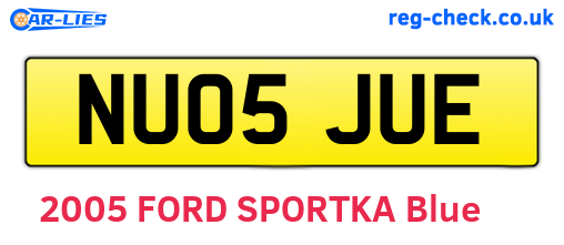 NU05JUE are the vehicle registration plates.