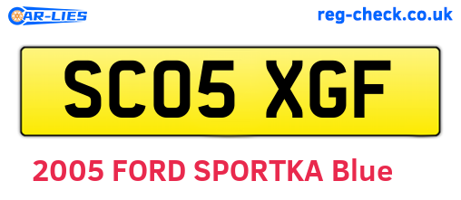 SC05XGF are the vehicle registration plates.