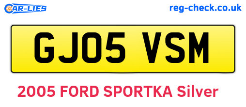 GJ05VSM are the vehicle registration plates.