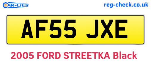 AF55JXE are the vehicle registration plates.