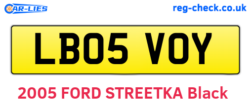 LB05VOY are the vehicle registration plates.